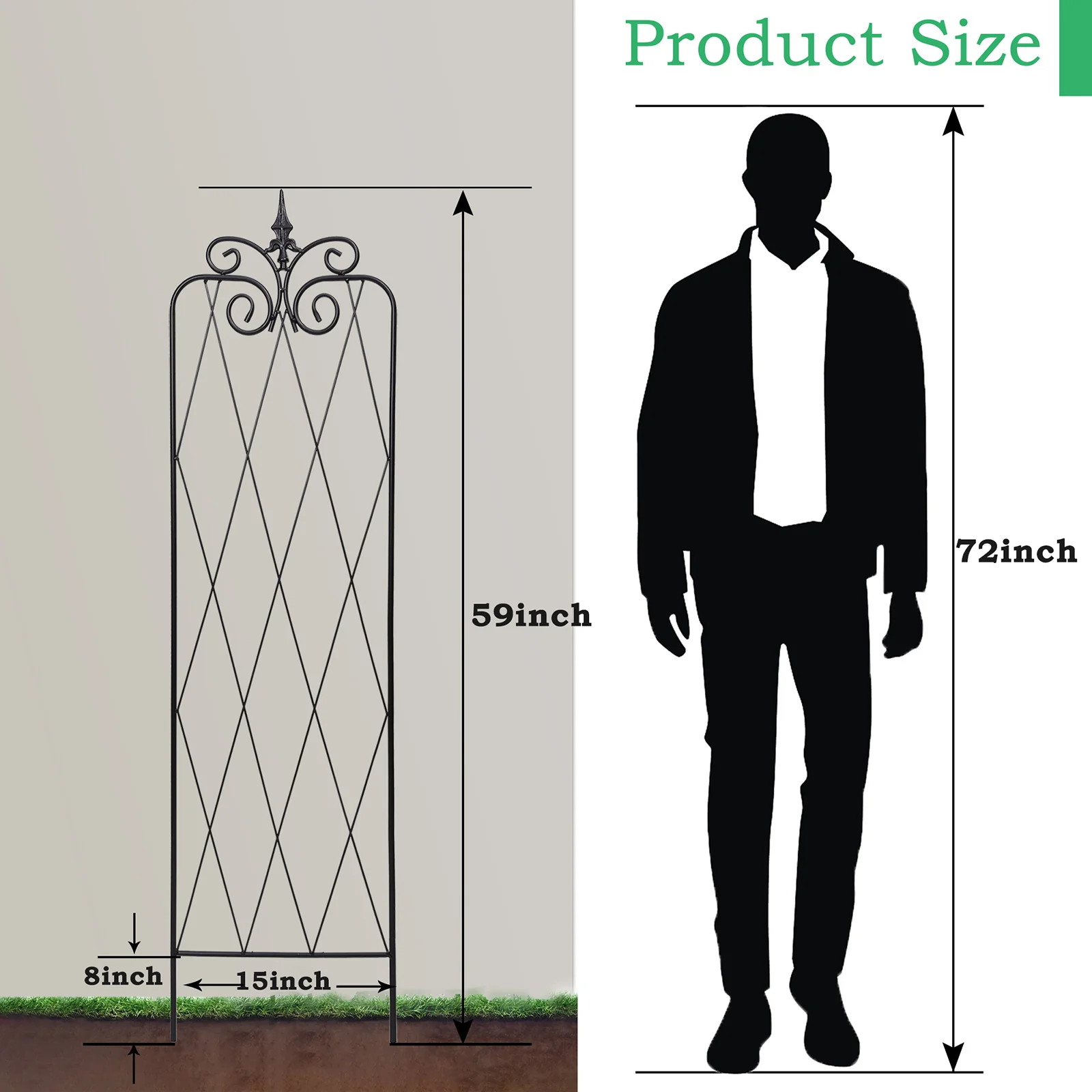 59inch x15inch Rustproof Metal Vine Trellises A (150cm) 2Pack - Pro Insulation and Fence