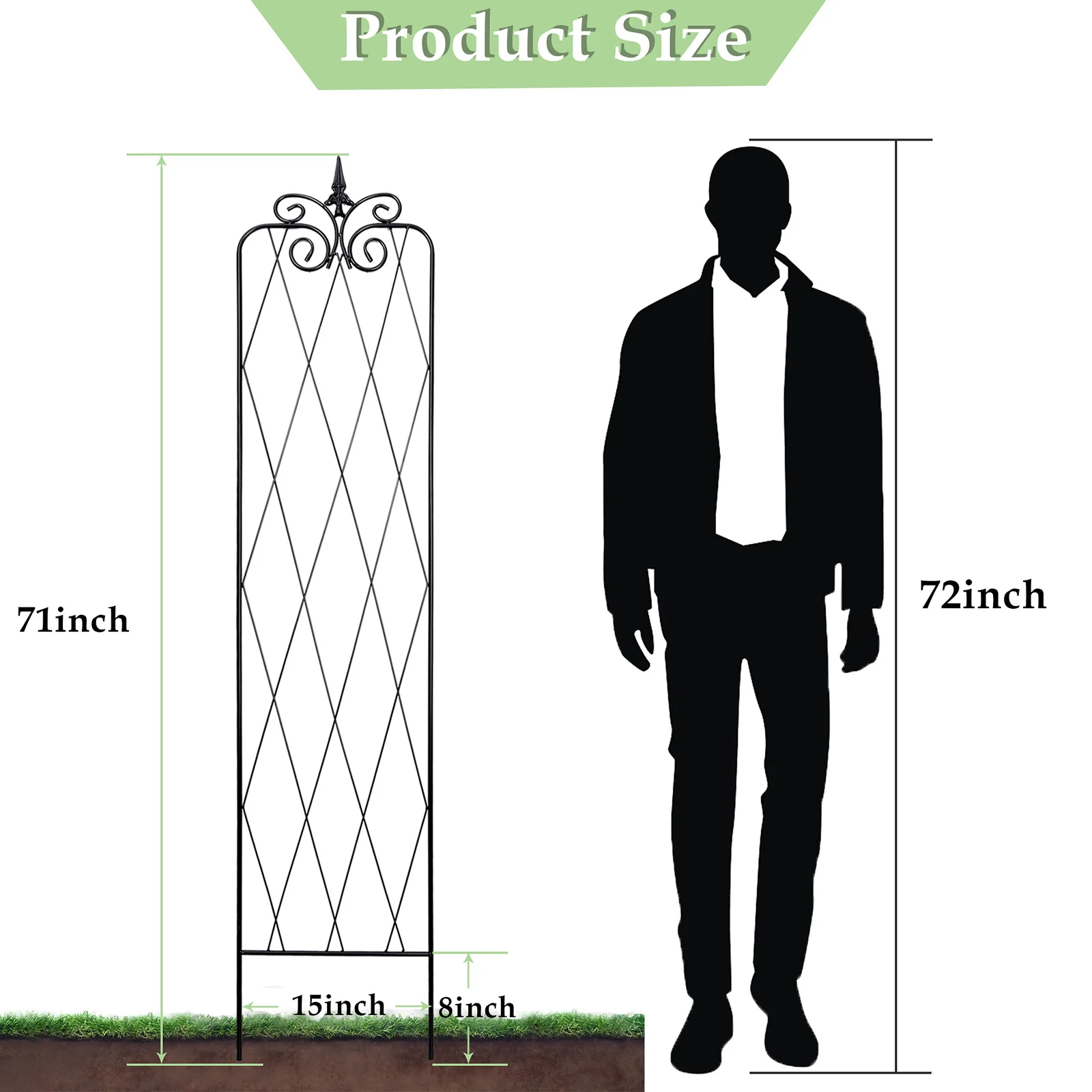 71inch x15inch Rustproof Metal Vine Trellises A 180cm 2Pack - Pro Insulation and Fence